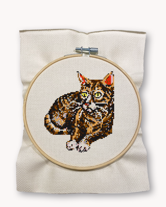 Brown Tabby Cat Cross Stitch Kit ( LG 5 inch )