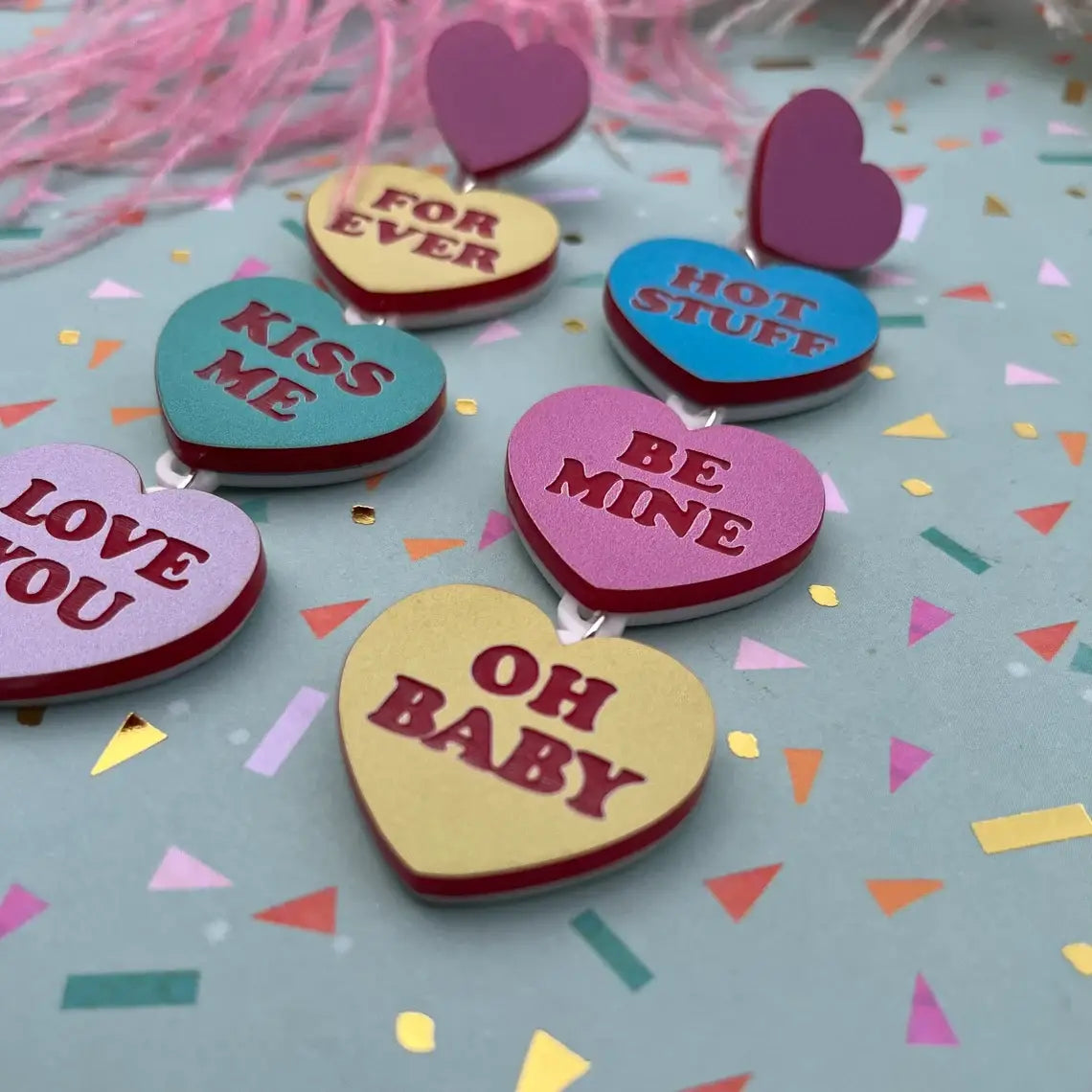 Valentine's Day Conversation Heart Statement Earrings