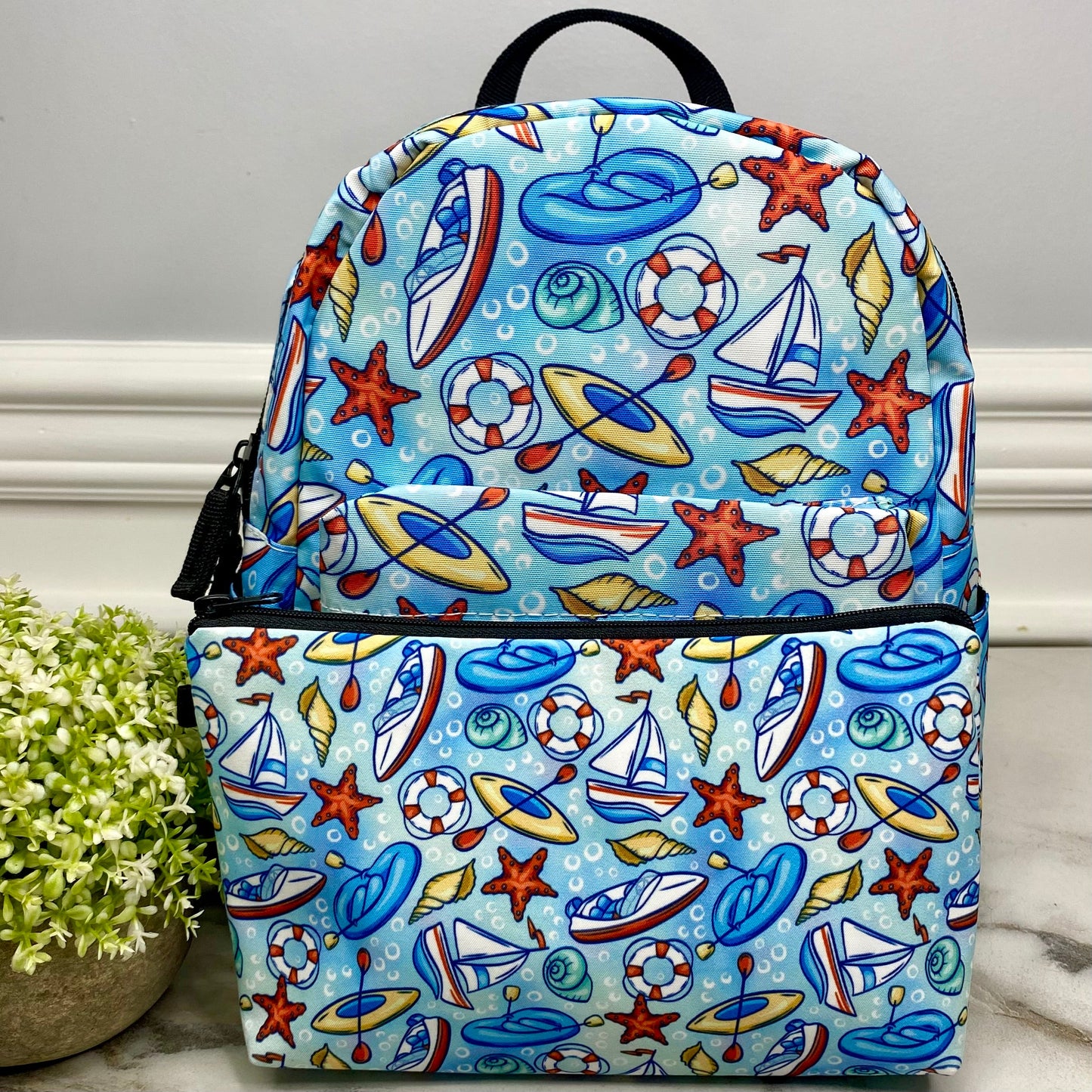 Mini Backpack & Pouch Bundled Set - Sailboat