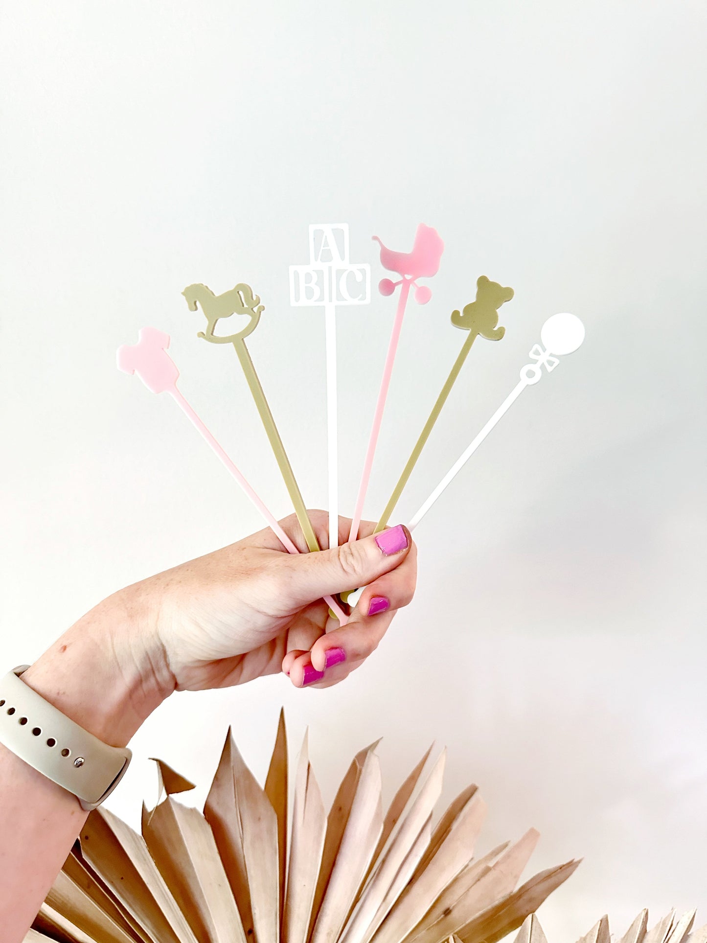 Baby Shower Stir Stick Set - Pink