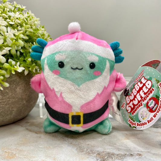 Bubble Stuffed Squishy Friends Toy - A Very Axolotl Christmas - Santa