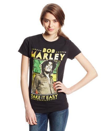 Bob Marley Bob Marley Take It Easy Juniors T-Shirt, Black, Large [T-Shirt]