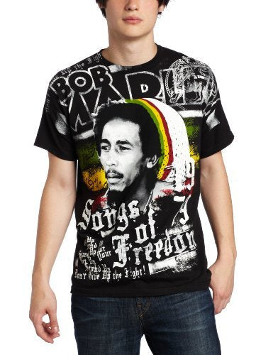 Bob Marley Zion Rootswear Men'S Bob Marley Short Sleeve Freedom T-Shirt,Black, Small [T-Shirt]