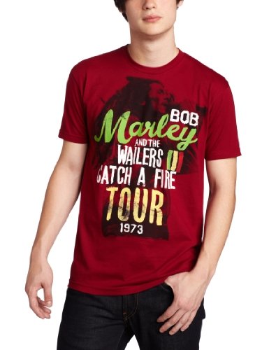 Bob Marley Zion Rootswear Men'S Cedella Marley Short Sleeve Catch A Fire Tour T-Shirt ,Red,Large [T-Shirt]