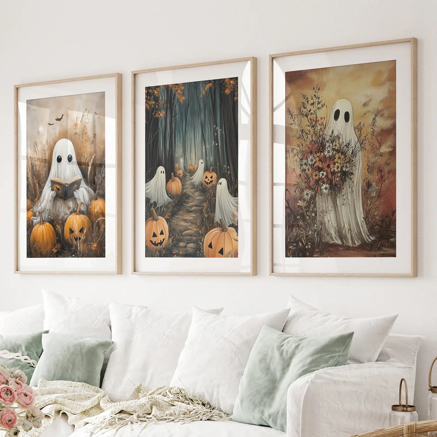 Ghosts Halloween Trendy Wall Art Poster Set Decor