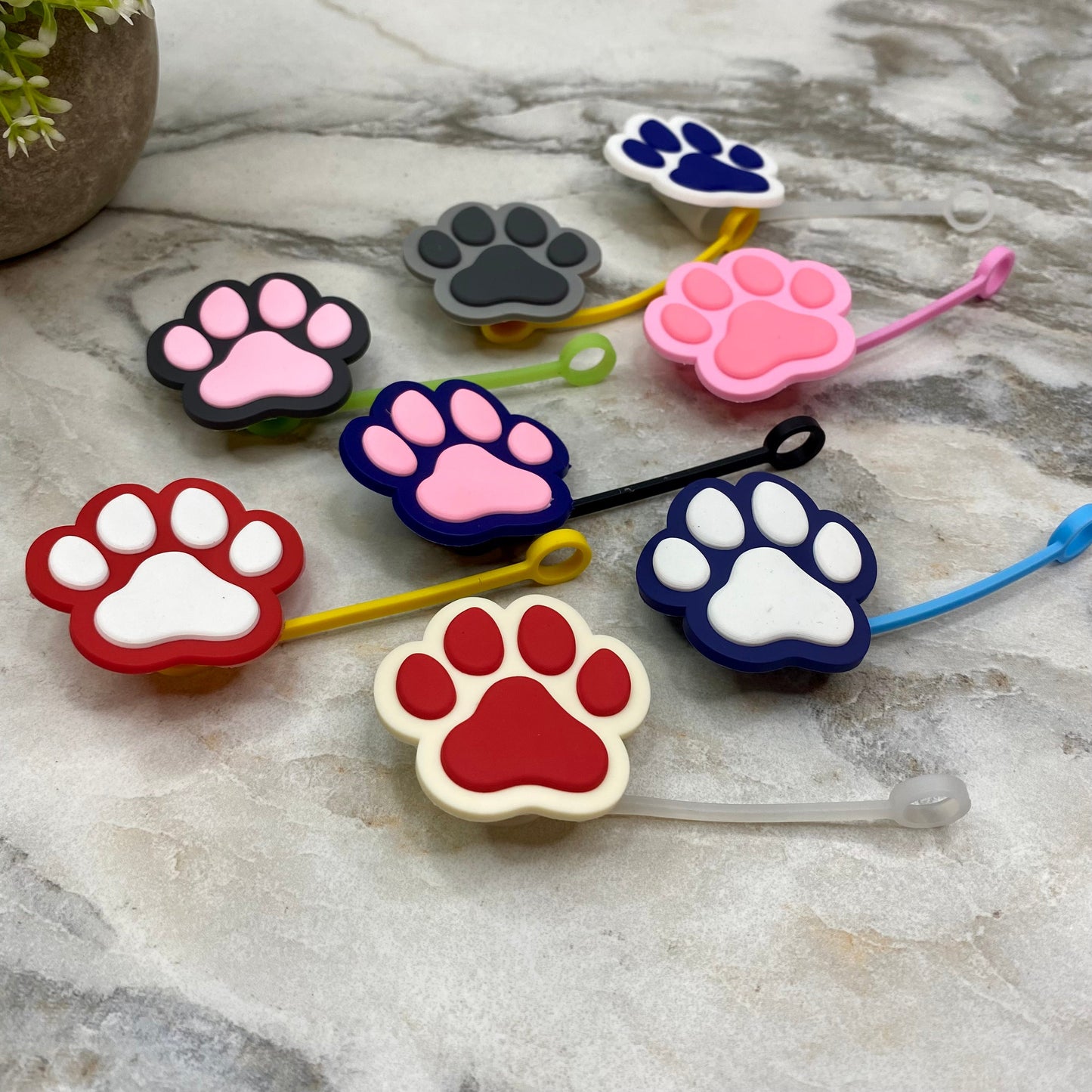 Silicone Straw Toppers Tumbler - Paw #1