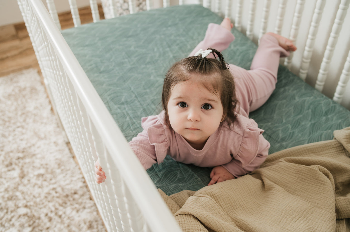 Organic Bamboo Blend Crib Sheet in Beanstalk