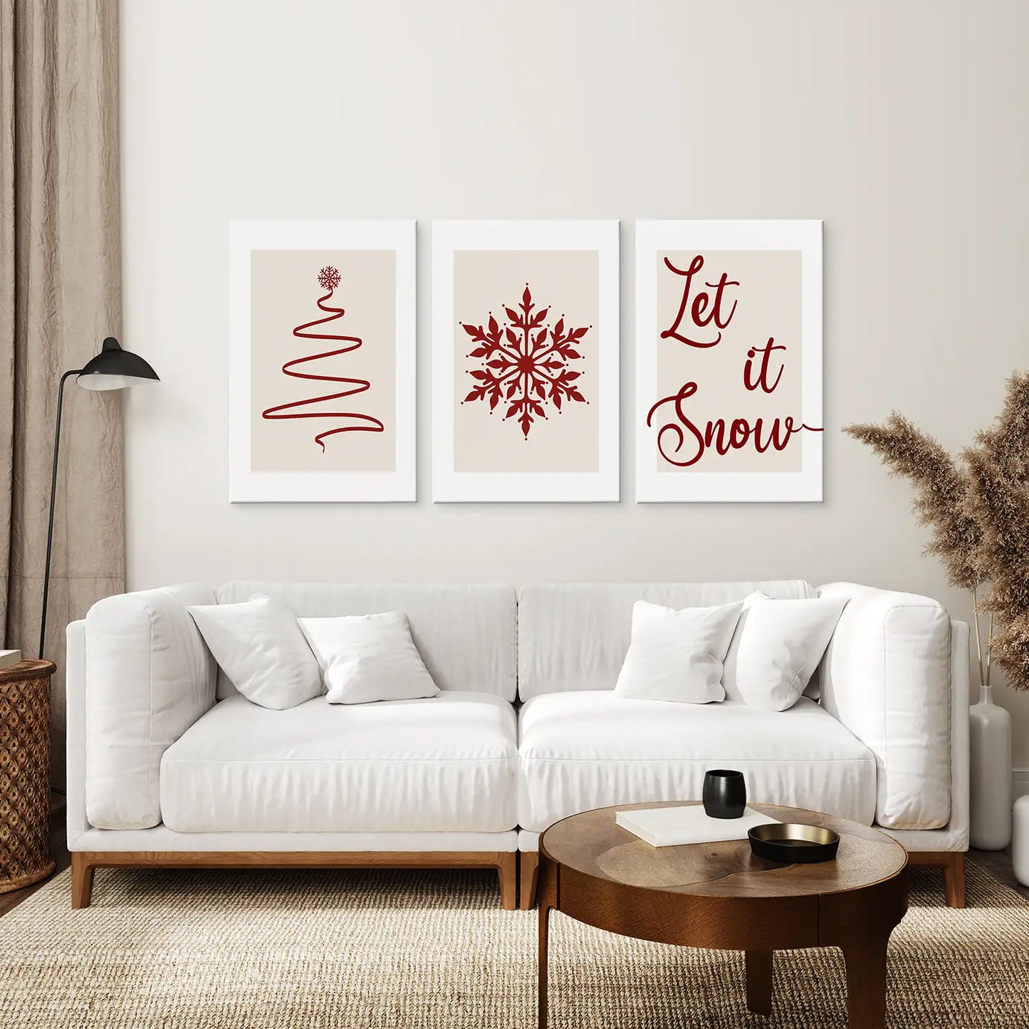3 Piece Wall Art Christmas Tree Snowflake Poster
