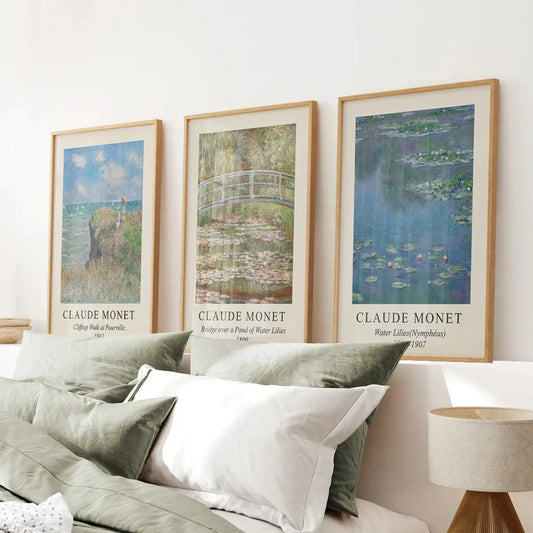 3 Piece Claude Monet Wall Art Set. Water Lilies Prints