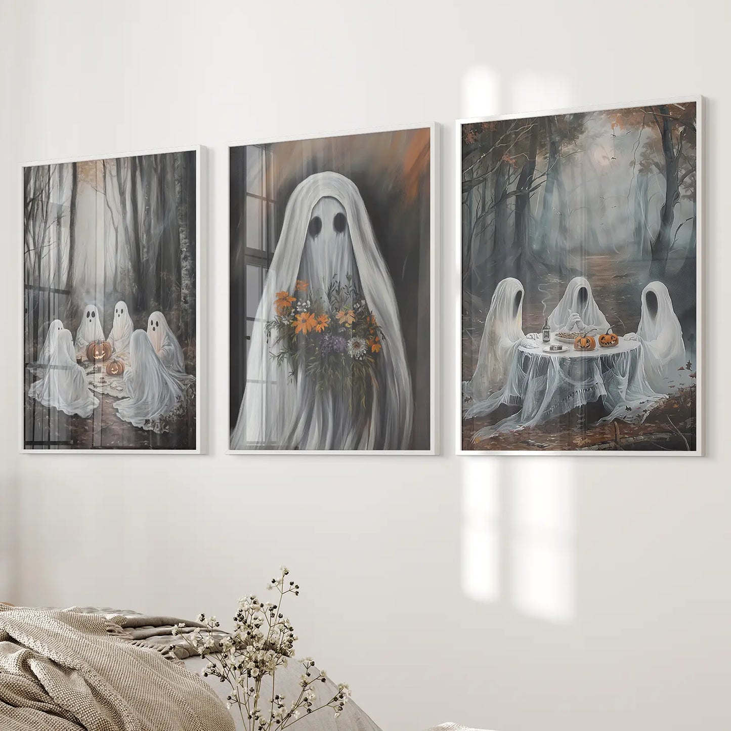 Moody Halloween Ghosts Trendy Wall Art Poster