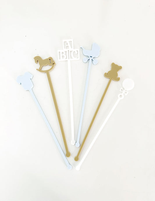 Baby Shower Stir Stick Set - Blue