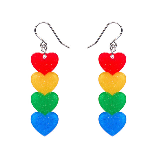 Rainbow Hearts Drop Earrings Rainbow Brite x Erstwilder
