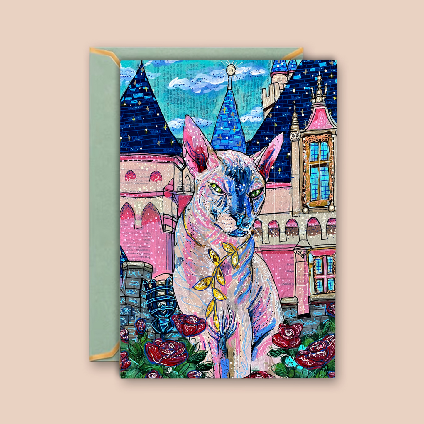 Mix Castle Cat - Greeting Card / Fine Art Print
