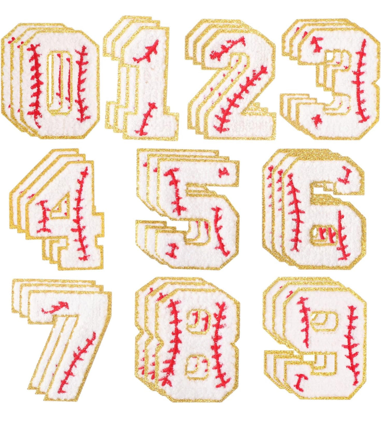 Chenille Patches - Baseball Numbers