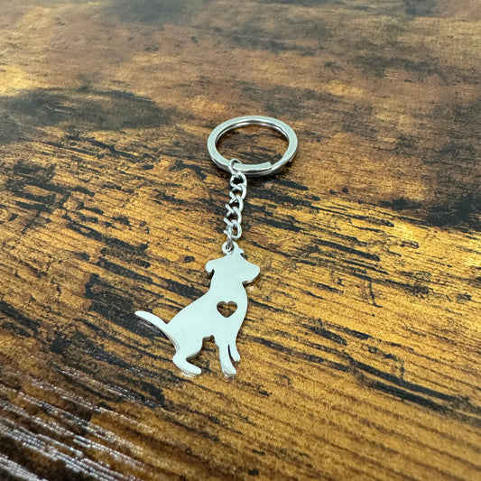 Keychain - Sitting Heart Dog