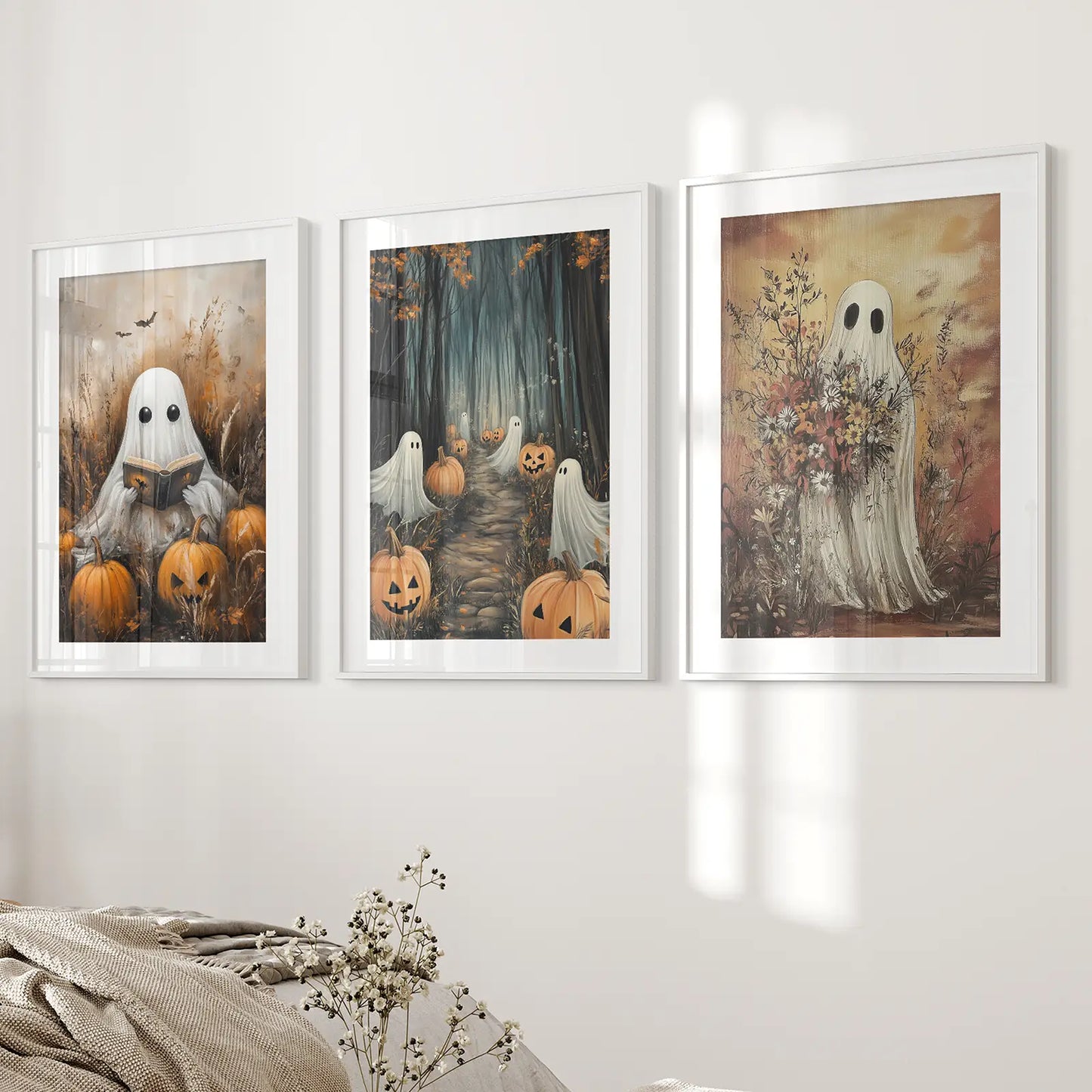 Ghosts Halloween Trendy Wall Art Poster Set Decor