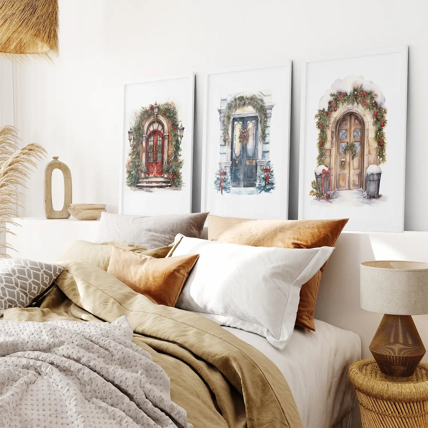 3 Piece Wall Decor Christmas Door Large Print