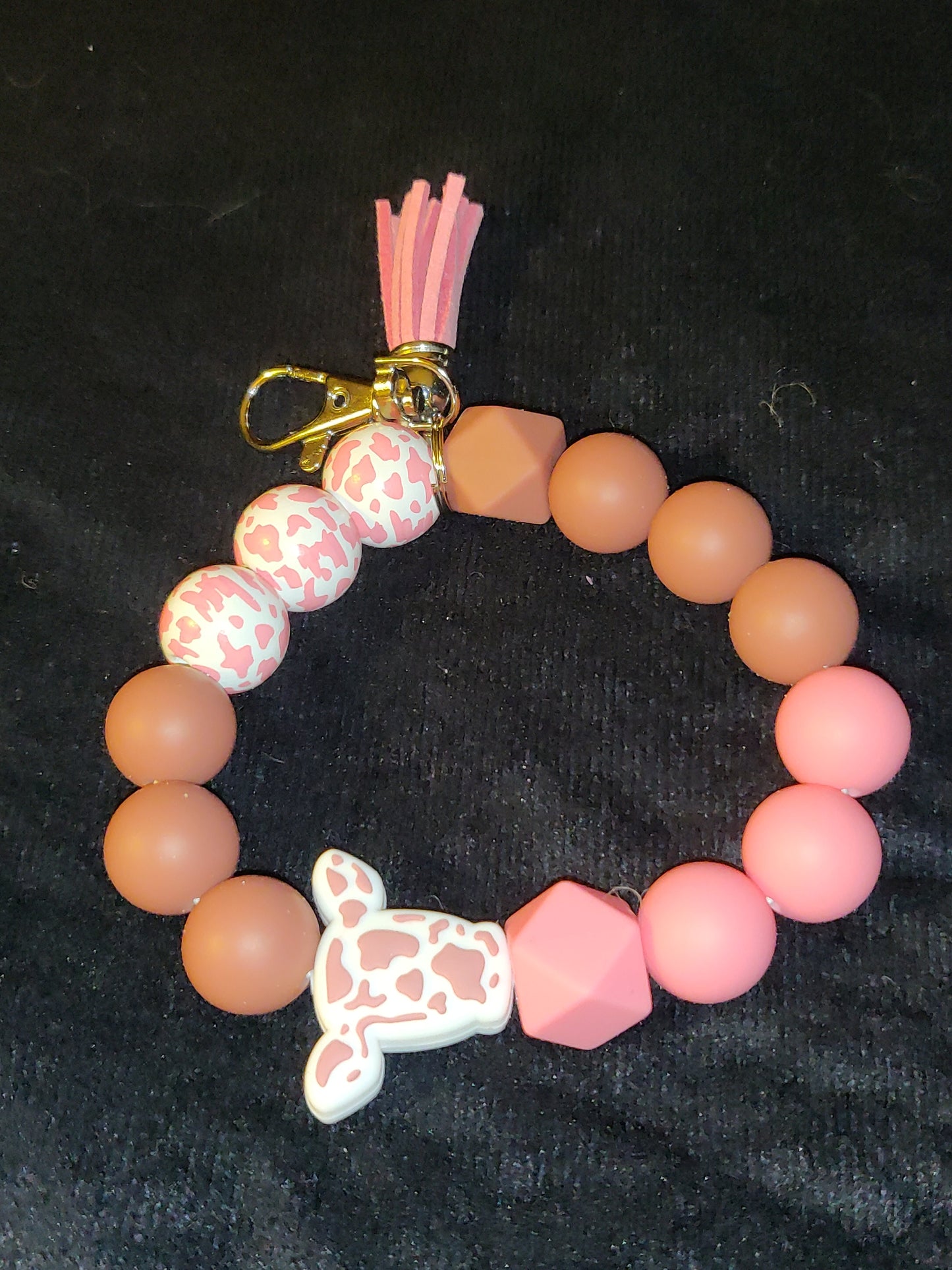 Bracelet Keychain Silicone Brown Cow