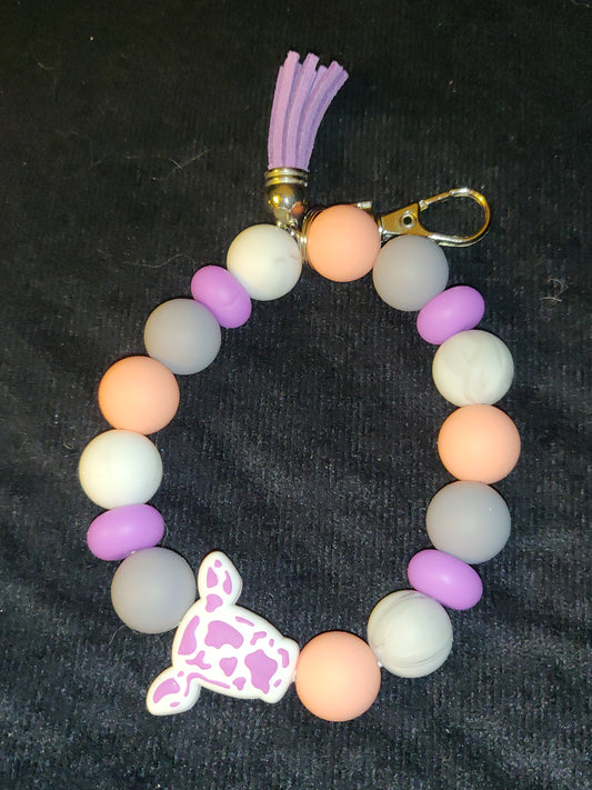 Bracelet Keychain Silicone Purple Cow