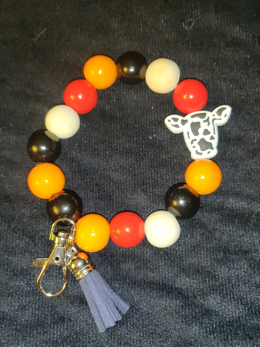 Bracelet Keychain Black Cow