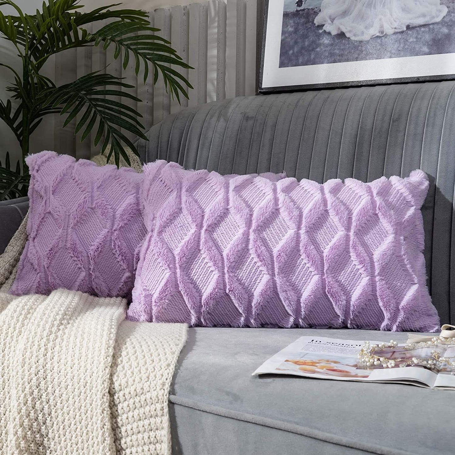 Pack of 2 One 18"x18" with a matching color of one 12"x20" Square and rectangle combo set throw pillow covers with inserts