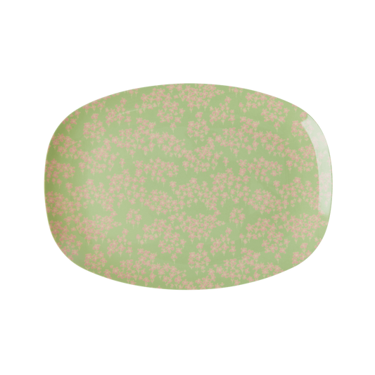 Melamine Small Rectangular Plate | Pink Flower Field Print