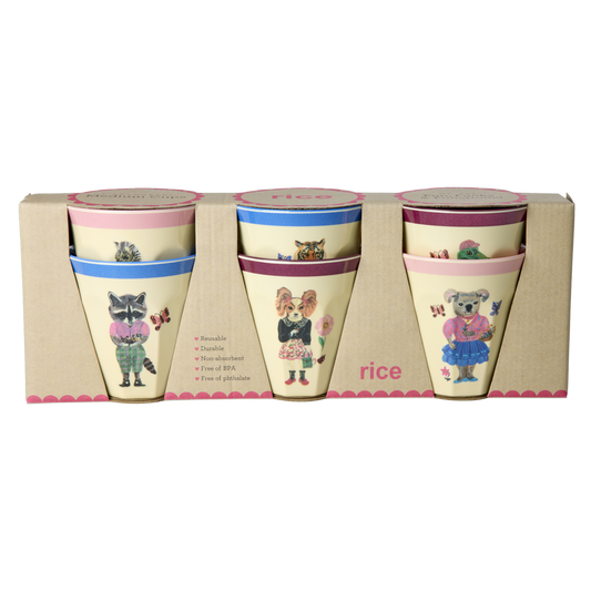 Set of 6 Medium Melamine Cups with Nathalie Lété Print - 8.4oz per cup
