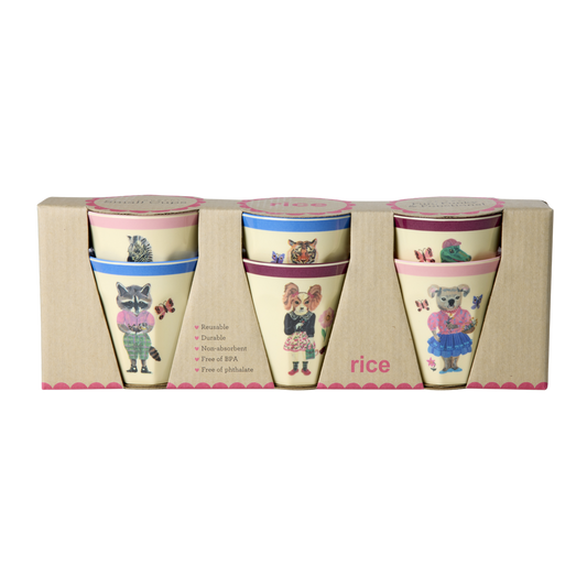 Set of 6 Small Melamine Cups with Nathalie Lété Print - 5.4oz