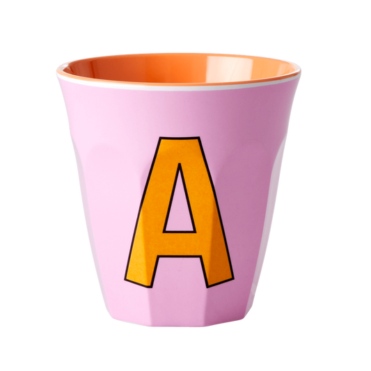 Melamine Cup - Medium with Alphabet in Pinkish Colors | Letter A