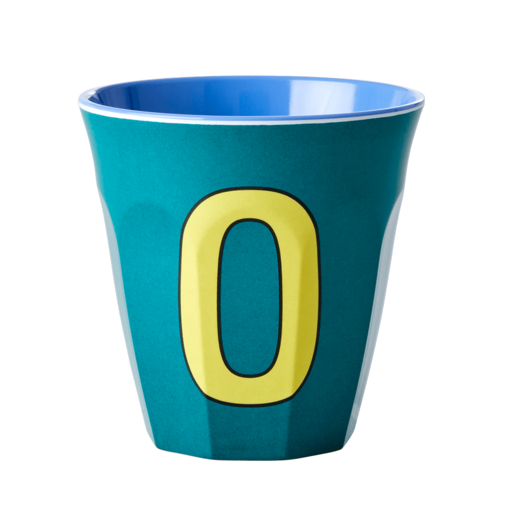 Melamine Cup - Medium with Alphabet in Bluish Colors | Letter O