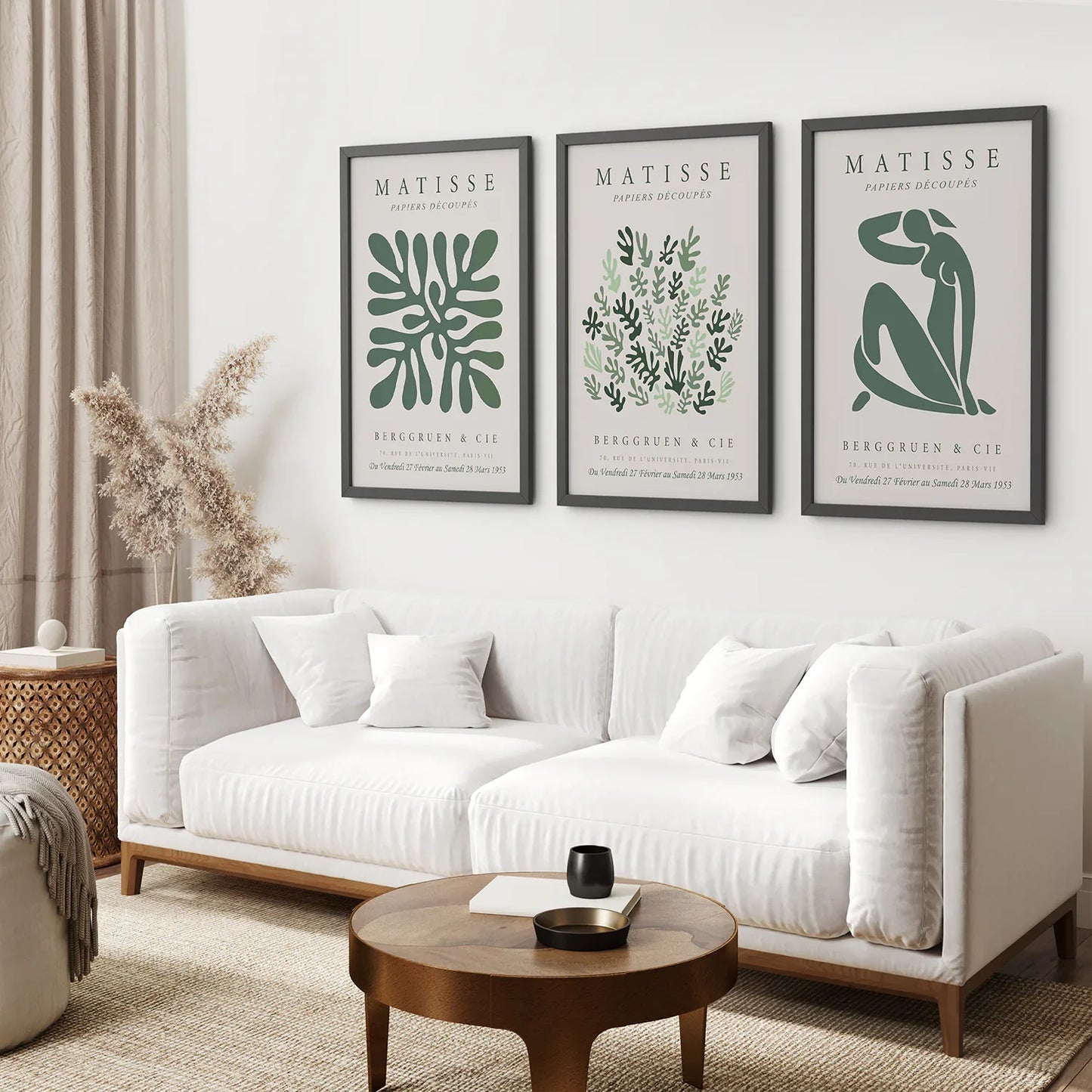 Matisse set of 3 Sage Green Wall Art Prints