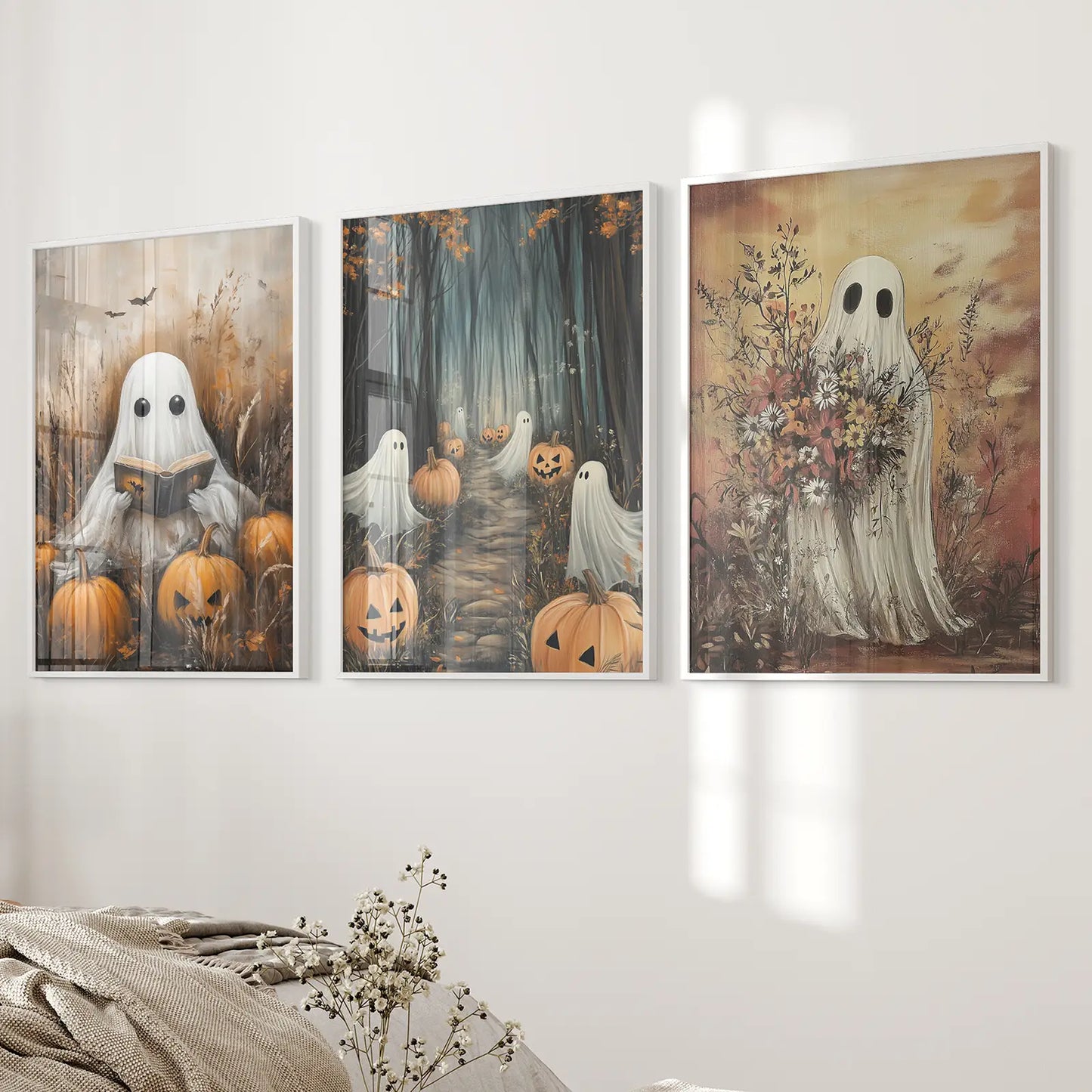 Ghosts Halloween Trendy Wall Art Poster Set Decor