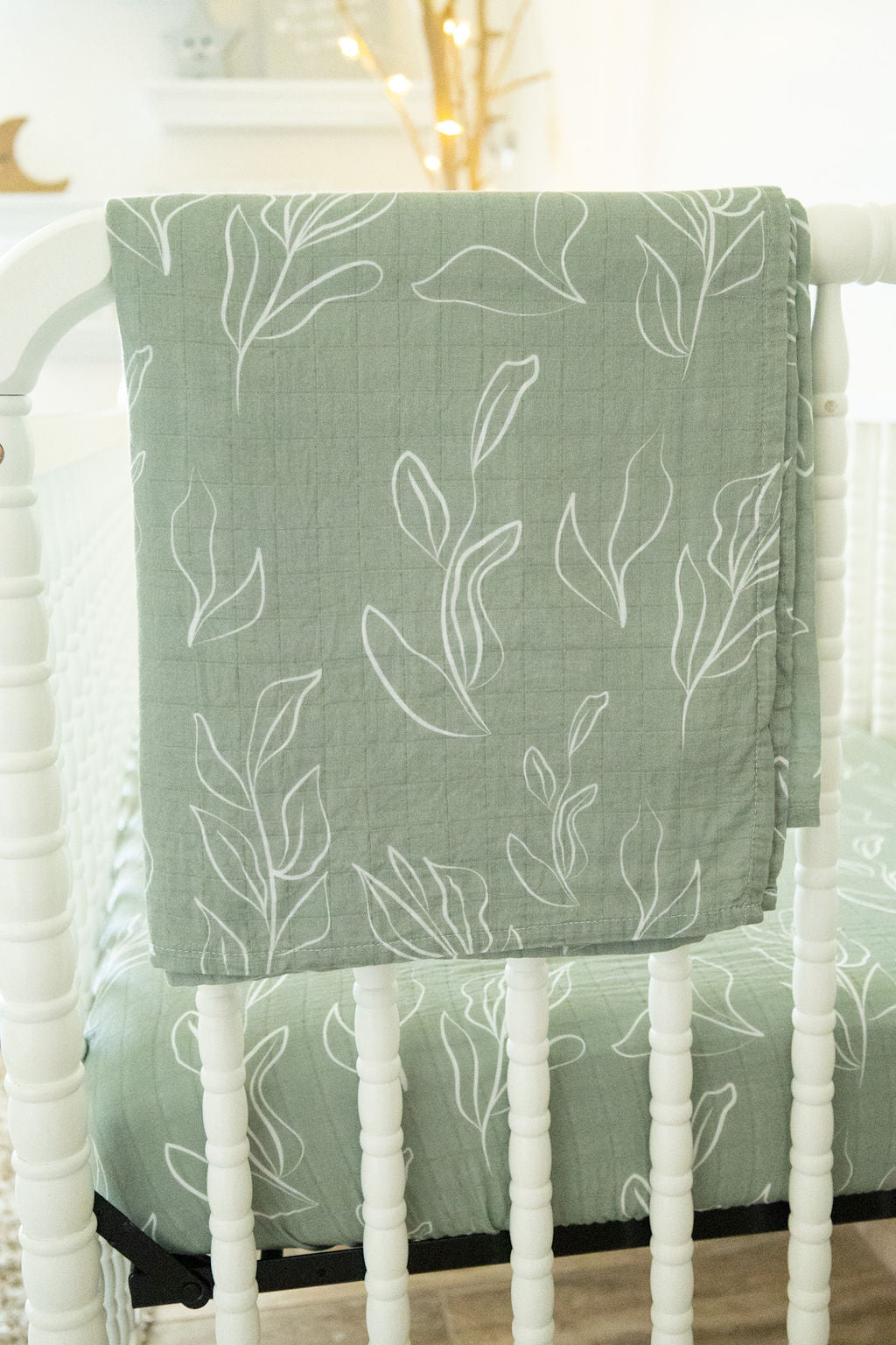 Organic Bamboo Cotton Blend Crib Sheet in Natural Oasis Willow