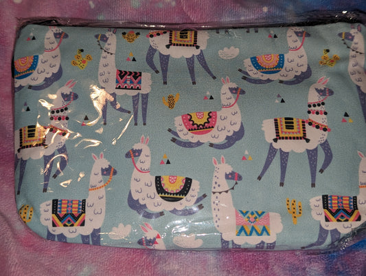 Pouch Llama Bluegreen Background