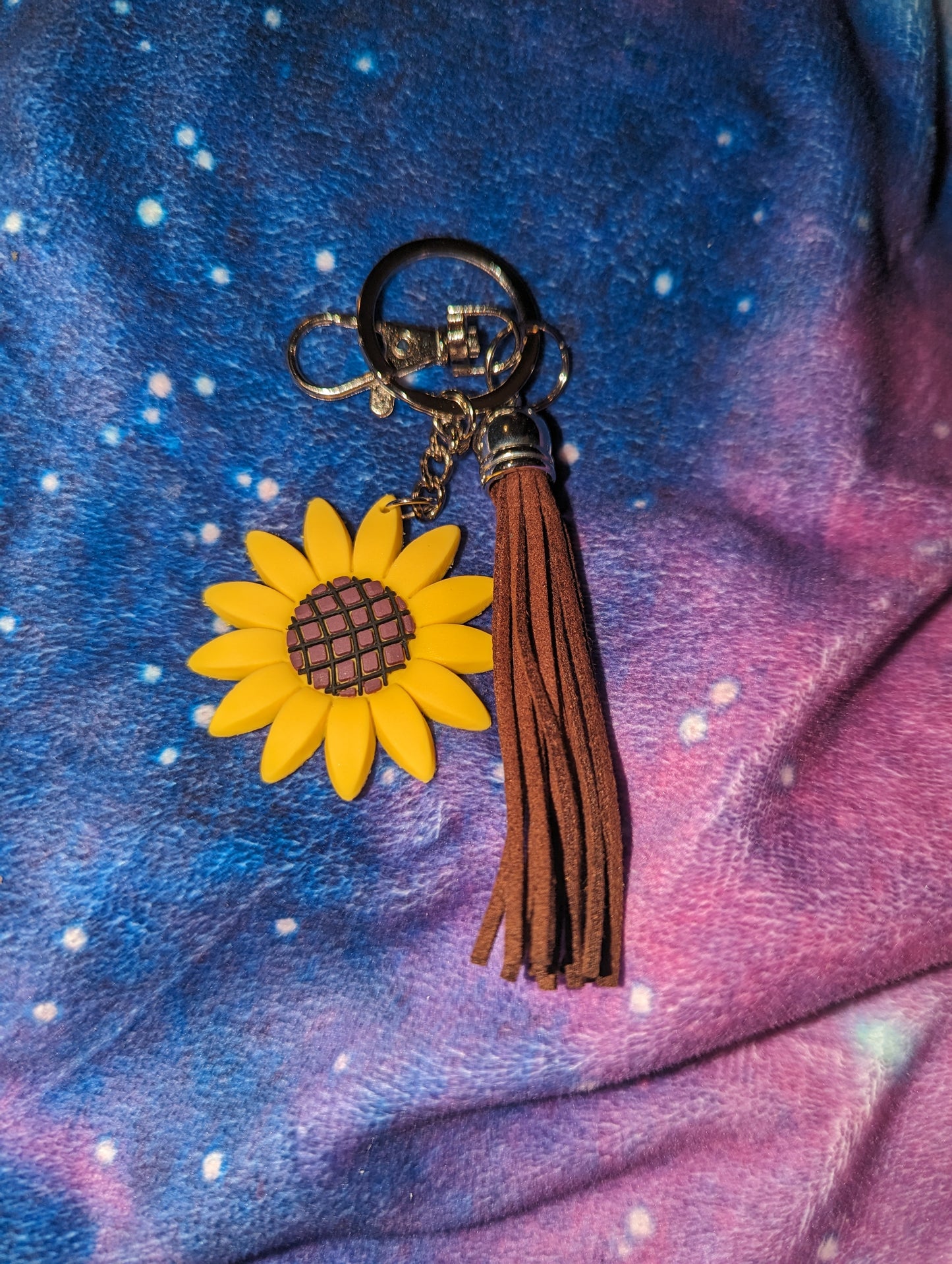 Sunflower keychain with tassel