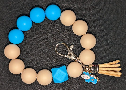 Bracelet Keychain Silicone Blue Cow