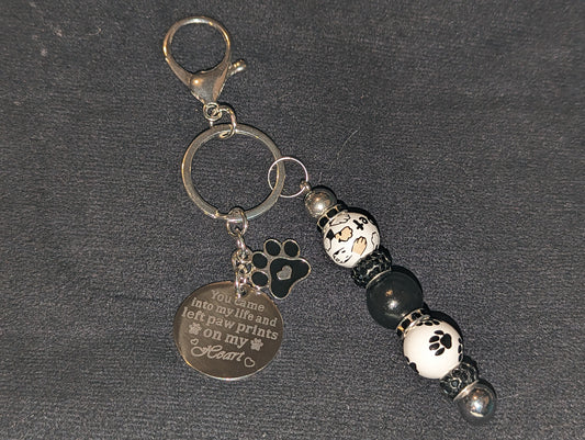 Keychain Puppy Pawprints Heart