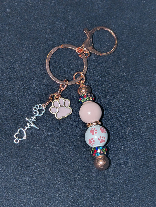 Keychain Puppy Heartbeat Pink Paw