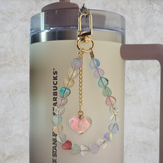 Deluxe Crystal Heart Beaded Tumbler Charm