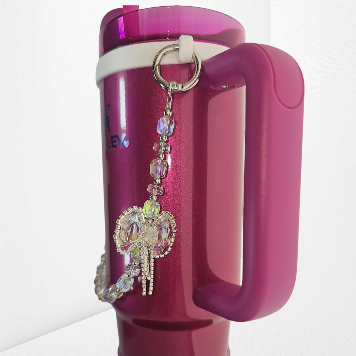 Deluxe Princess Beaded Tumbler Charm Necklace  - Crystal Clear