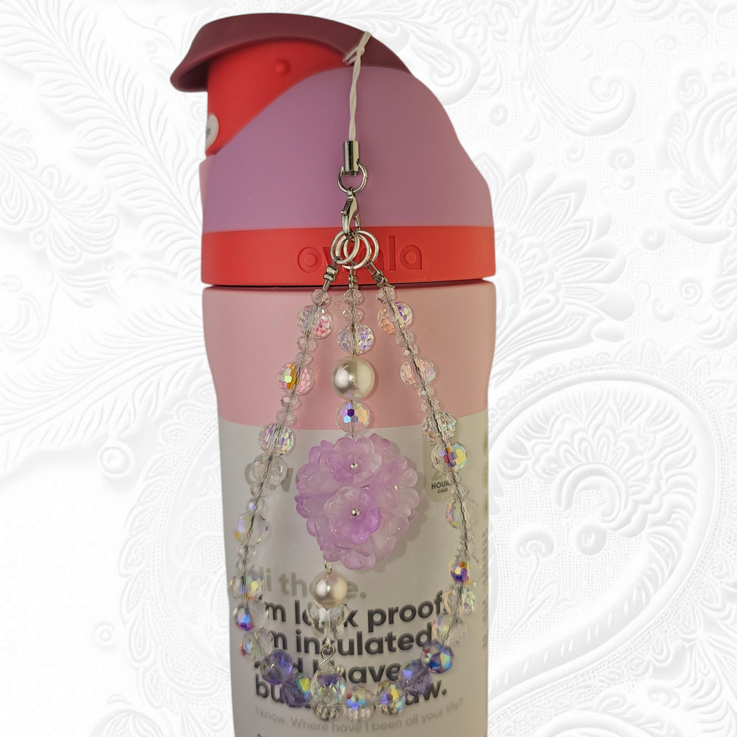 Deluxe Flower Beaded Tumbler Charm Necklace - Purple