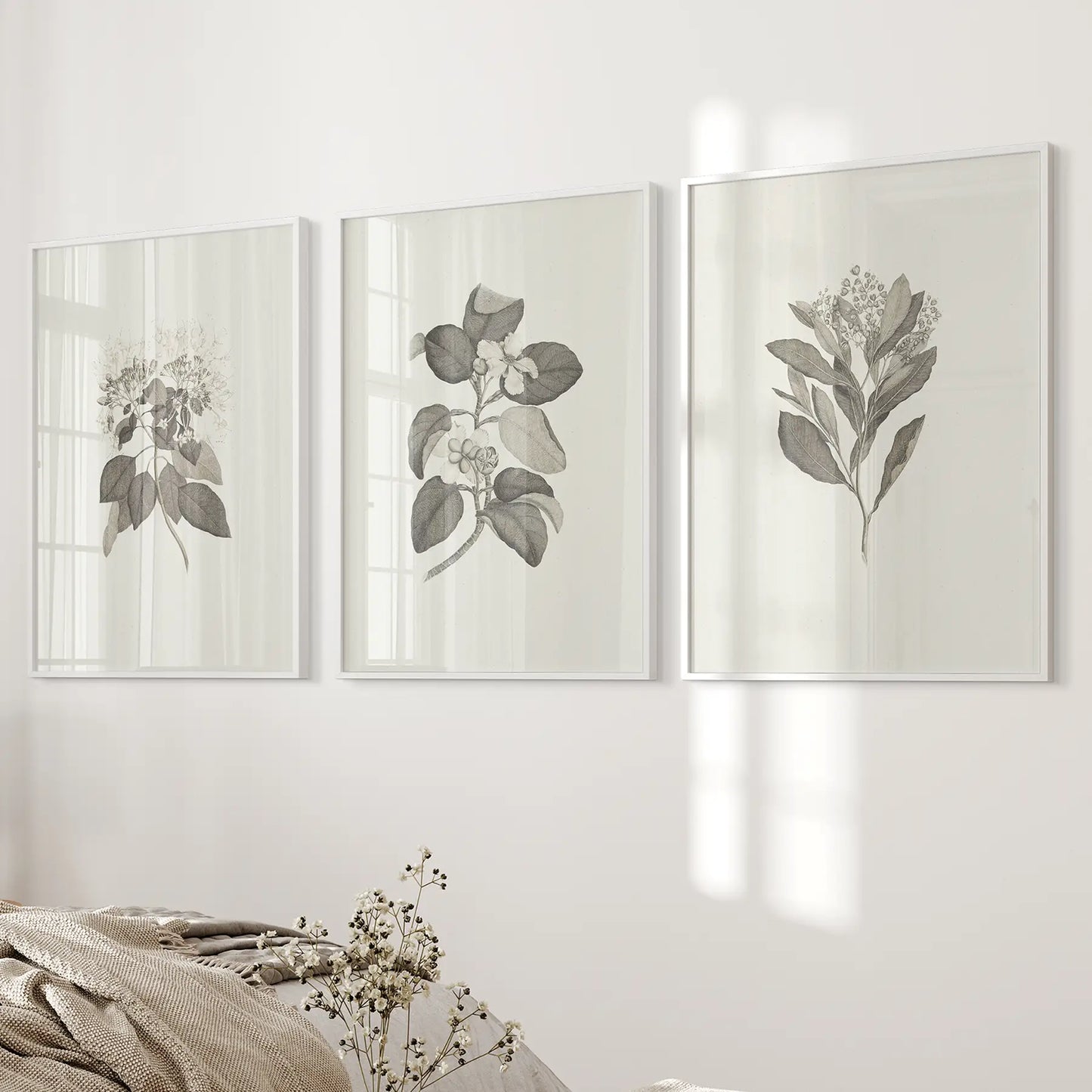 Antique Floral Prints 3 Piece Wall Art Decor