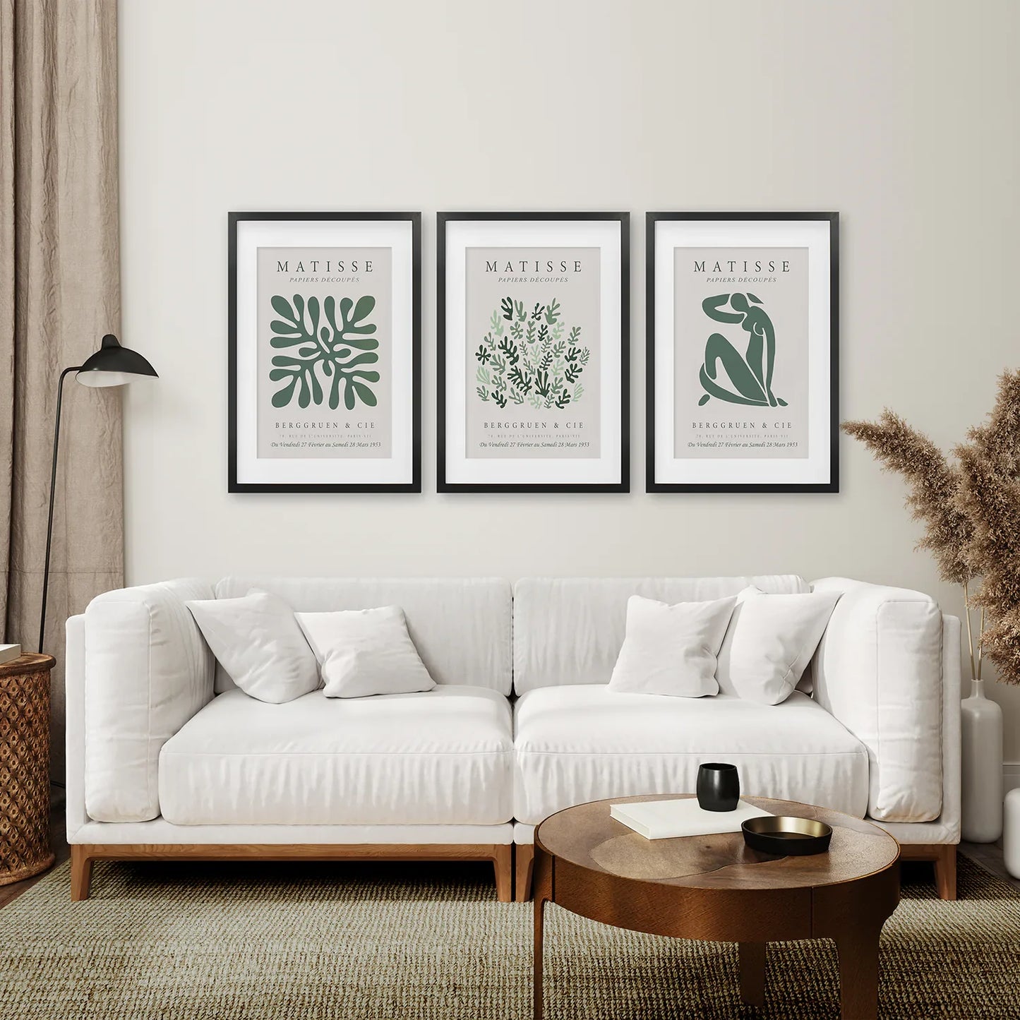 Matisse set of 3 Sage Green Wall Art Prints