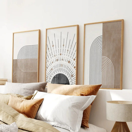 Trendy Mid Century Style Set of 3 Prints. Boho Art