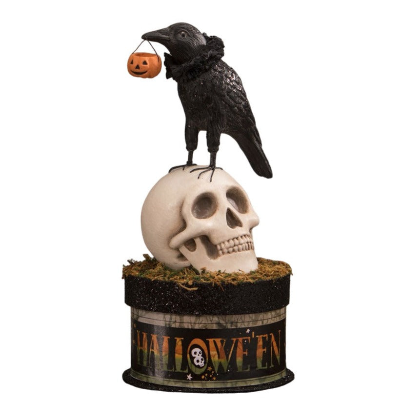 Crow and Skull on Box by Bethany Lowe Designs