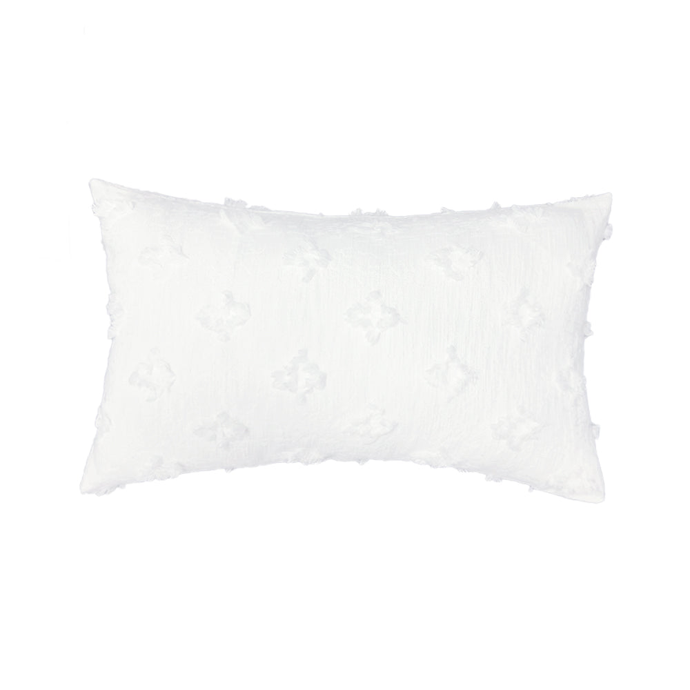 12''x20'' tufted floral lumbar support 100% cotton throw pillow | 7 colors textured daisy stitch design | boho chic lumbar & accent pillow | insert included