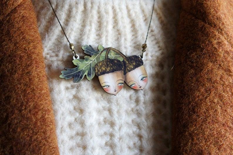 Acorns Brooch by Laliblue