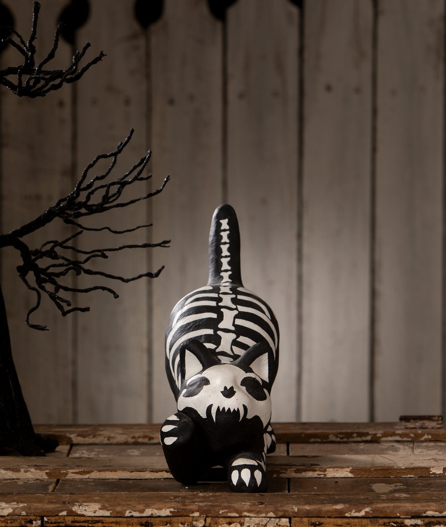 Skeleton Paper Mache Cat | Halloween Decor | Bethany Lowe