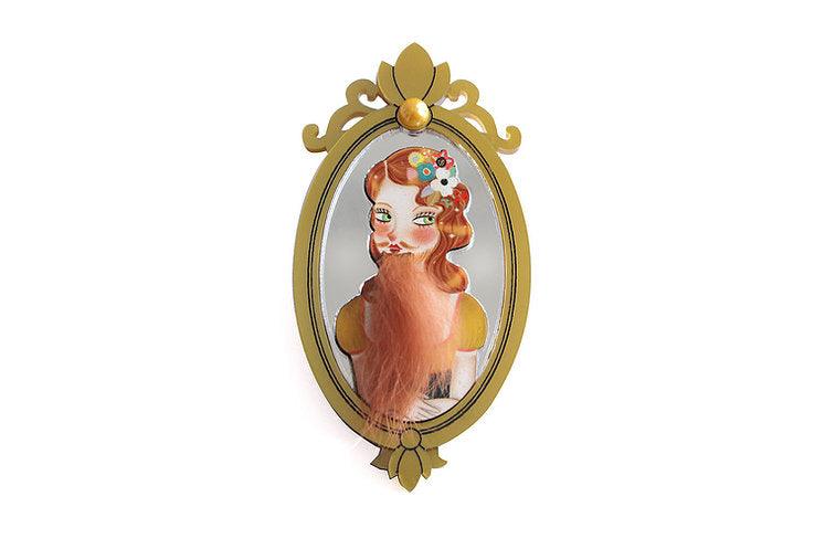Bearded Woman Halloween Brooch by Laliblue