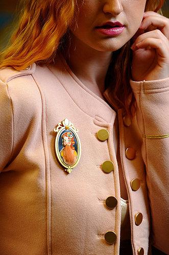 Bearded Woman Halloween Brooch by Laliblue